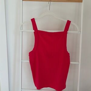 J. Crew Hot Pink Ribbed Square-Neck Tank Top - Small